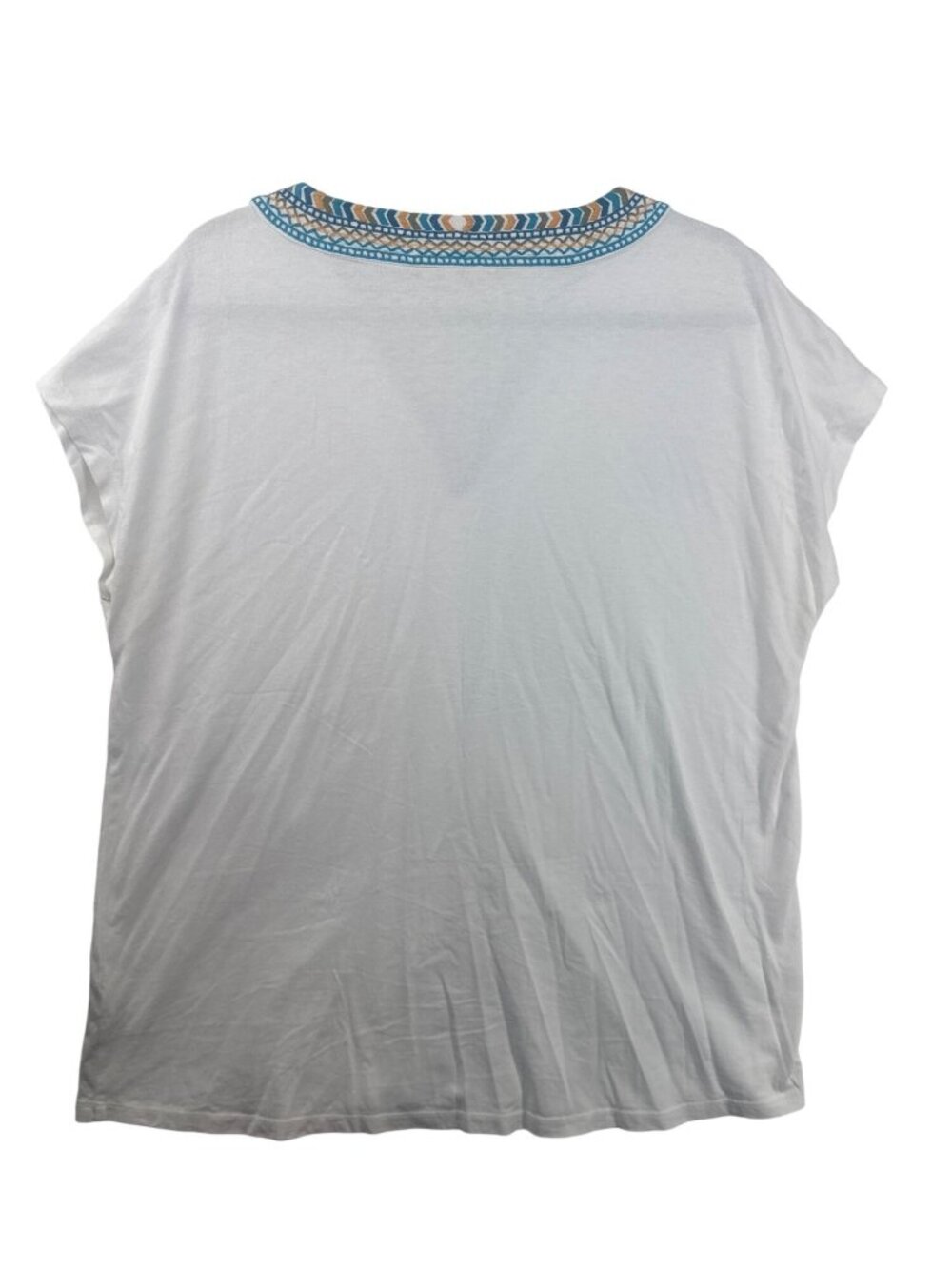 Soft Surroundings Women Top Sz XL White/Multicolor Embroidered Boho Izabel Beach - Picture 2 of 10